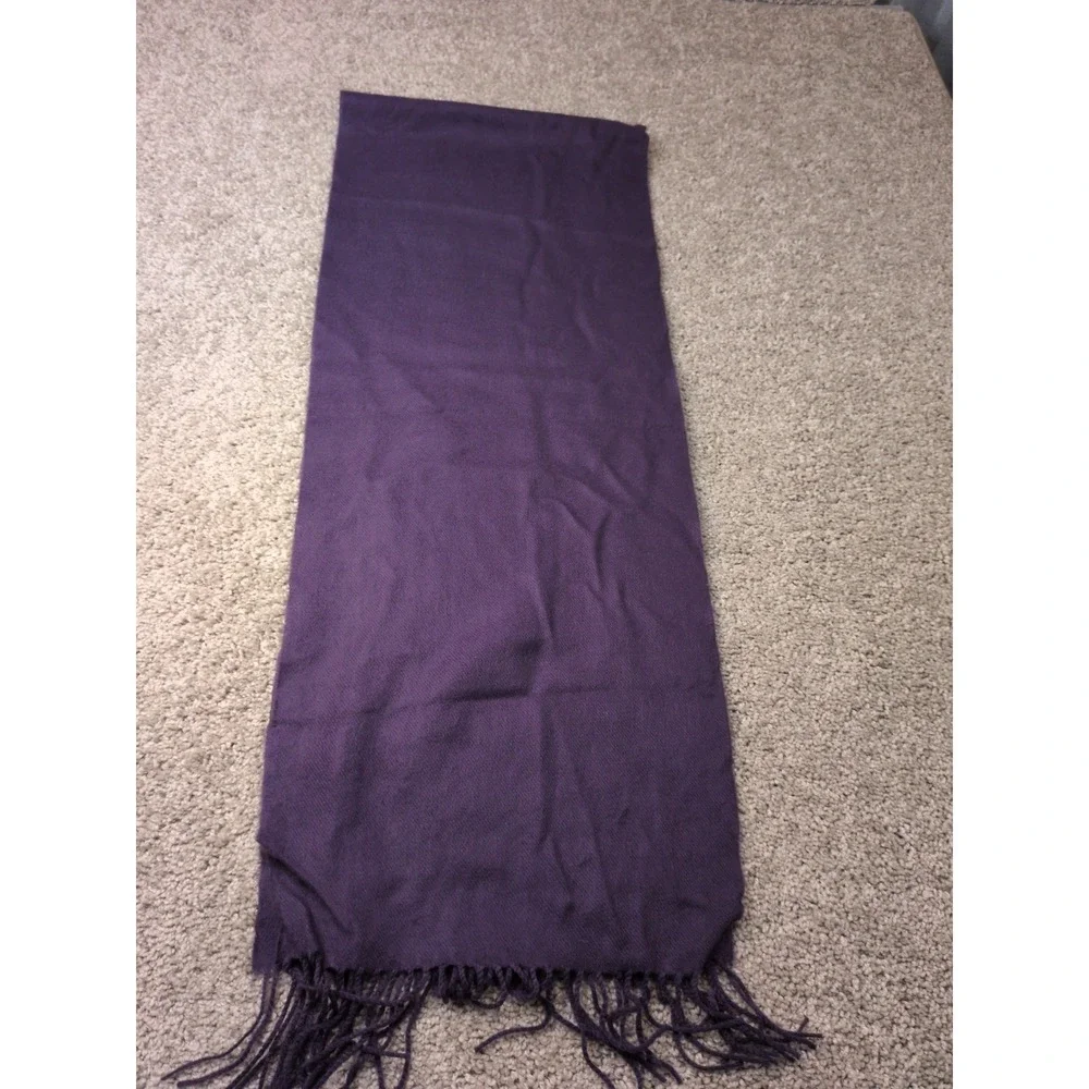 Hand Tailored 100% Cashmere Scarf Purple Made in Germany Fringed Winter Wrap